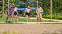 Guests playing french boules at Studley Castle Hotel