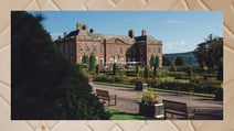 Holme Lacy House, a Warner Hotel. The border depicts a textured ceiling found within the building.