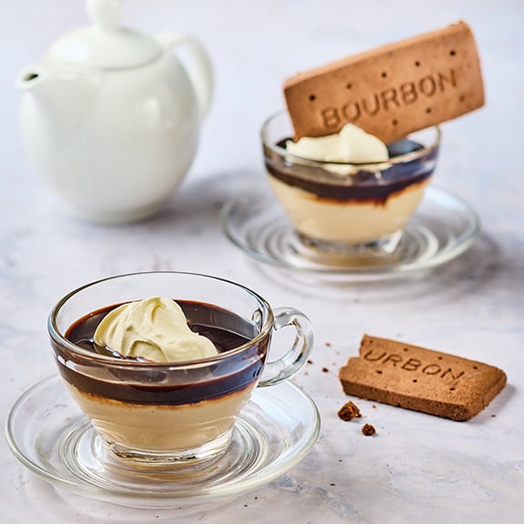 Tea & biscuit - Infused tea custard pudding & Bourbon biscuit